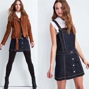 7 for All Mankind Denim Pinafore Overall Dress Clean Rinse XS